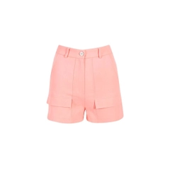 Bir model, Mare Style toptan giyim markasının 33238 - Organic Cotton Shorts - Pink toptan Şort ürününü sergiliyor.