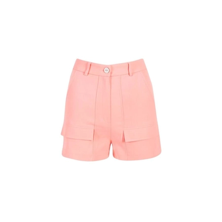 A model wears 33238 - Organic Cotton Shorts - Pink, wholesale Shorts of Mare Style to display at Lonca