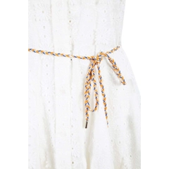 Модел на дрехи на едро носи 33243 - White Patterned Cotton Sleeveless Embroidery Dress - White, турски едро рокля на Mare Style