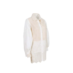 Un model de îmbrăcăminte angro poartă 33246 - Patterned Long Sleeve Shirt - Beige, turcesc angro Cămaşă de Mare Style