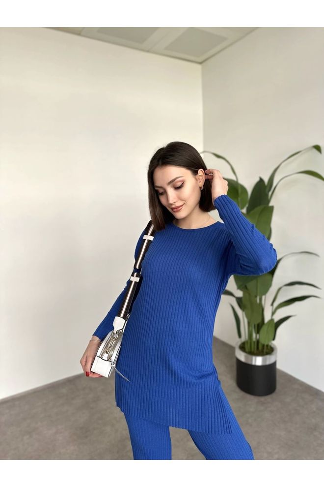 Maxi Modena Üst Yırtmaçlı Bluz Alt Palazzo Fitilli Takım Toptan Giyim Gündelik