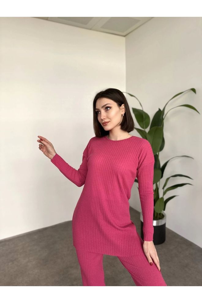 Maxi Modena Üst Yırtmaçlı Bluz Alt Palazzo Fitilli Takım Toptan Giyim Gündelik