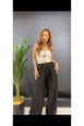 A wholesale clothing model wears max10760-high-waist-wide-leg-women's-trousers, Turkish wholesale  of 