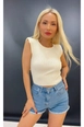 A wholesale clothing model wears max10897-backless-crew-neck-zero-sleeve-women's-knitwear-blouse, Turkish wholesale  of 