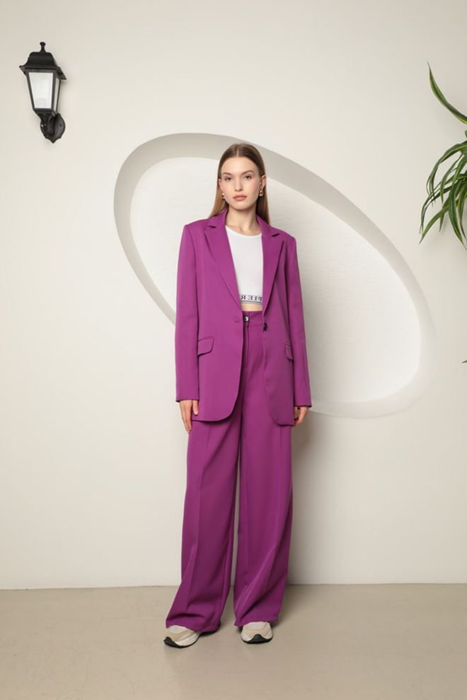 Maxi Modena Atlas Fabric Γυναικείο Μπουφάν Oversize μωβ Χονδρικό εμπόριο ενδυμάτων Επίσημο