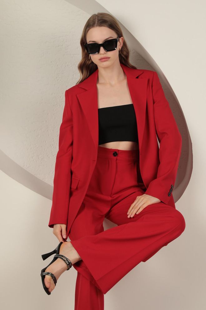 Maxi Modena Atlas Fabric Γυναικείο Μπουφάν Oversize κόκκινο Χονδρικό εμπόριο ενδυμάτων Επίσημο
