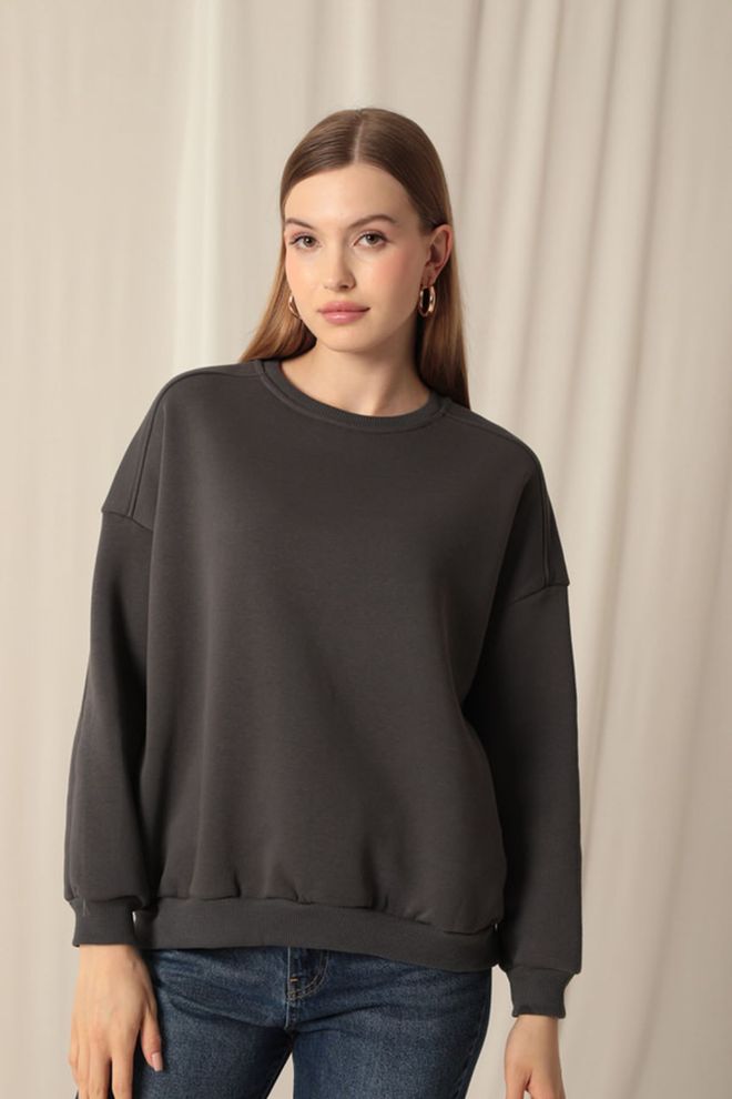 Maxi Modena Three Thread Crew Neck Chestnut Γυναικείο Ιδρώτας Από Ανθρακί Χονδρικό εμπόριο ενδυμάτων Casual