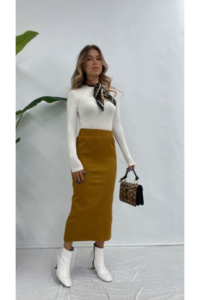 Maxi Modena High Waist Knitwear Pencil Skirt Wholesale Clothing Casual