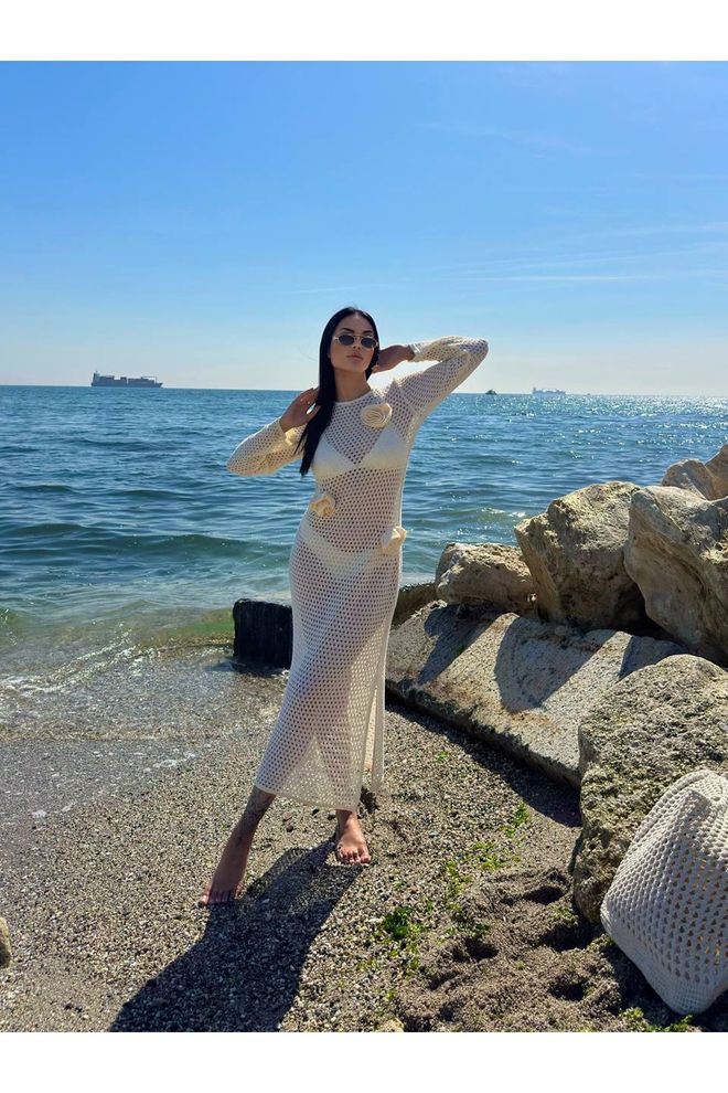 Maxi Modena The New Name Of Beach Chic: Knit Detailed Beach Dress Wholesale Clothing Casual