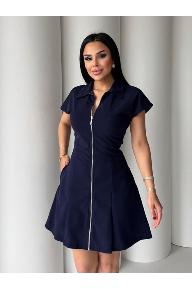 Maxi Modena Navy Blue Fit And Flare Mini Dress Wholesale Clothing Casual