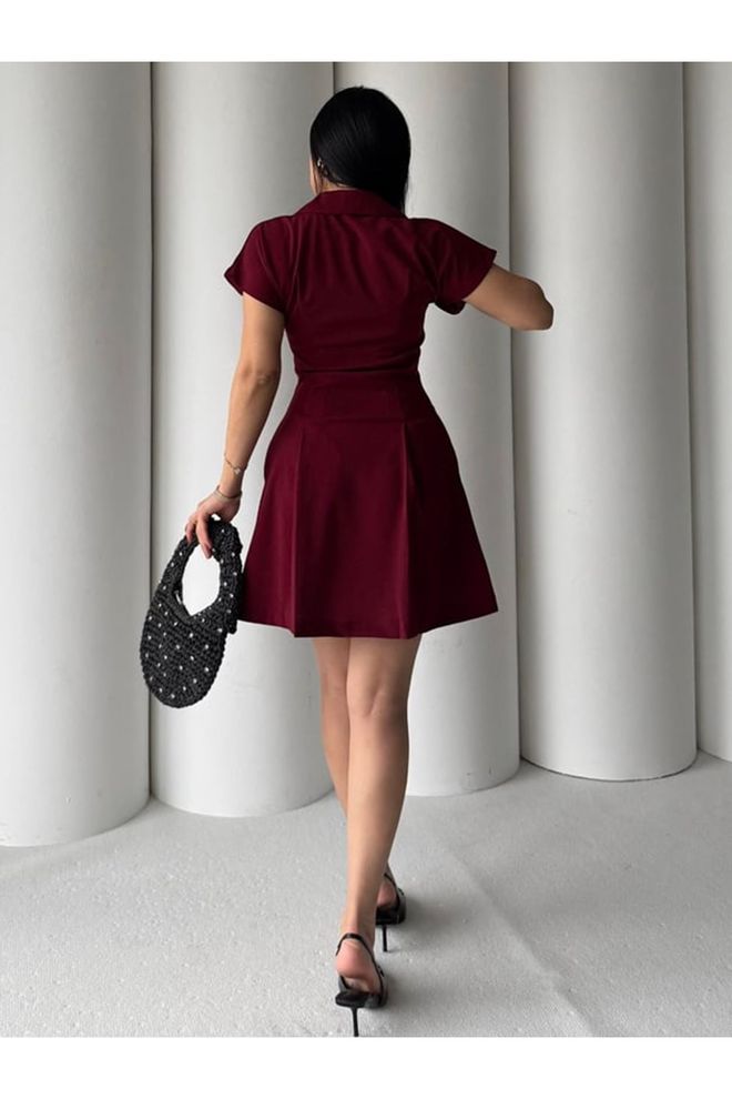 Maxi Modena Vestido Vermelho Clarete Fit And Flare Mini Roupas por atacado 1