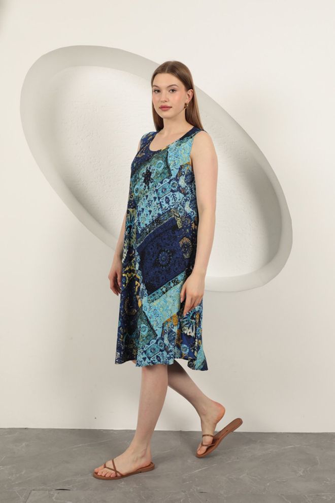 Maxi Modena Viscose Fabric Ethnic Patterned Dress scissors Wholesale Clothing Ethnic