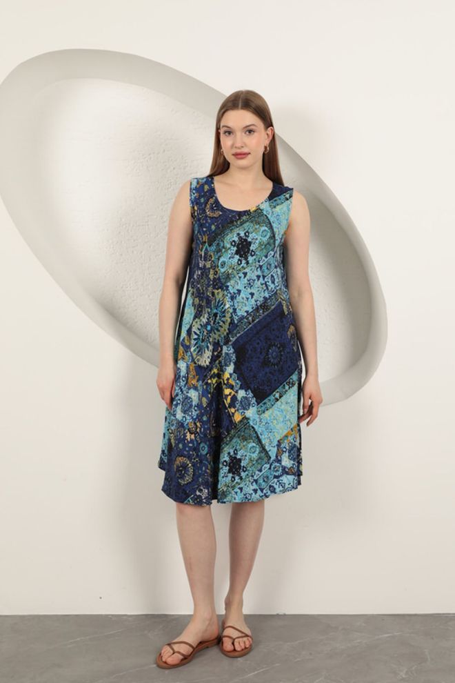 Maxi Modena Viscose Fabric Ethnic Patterned Dress scissors Wholesale Clothing Beach