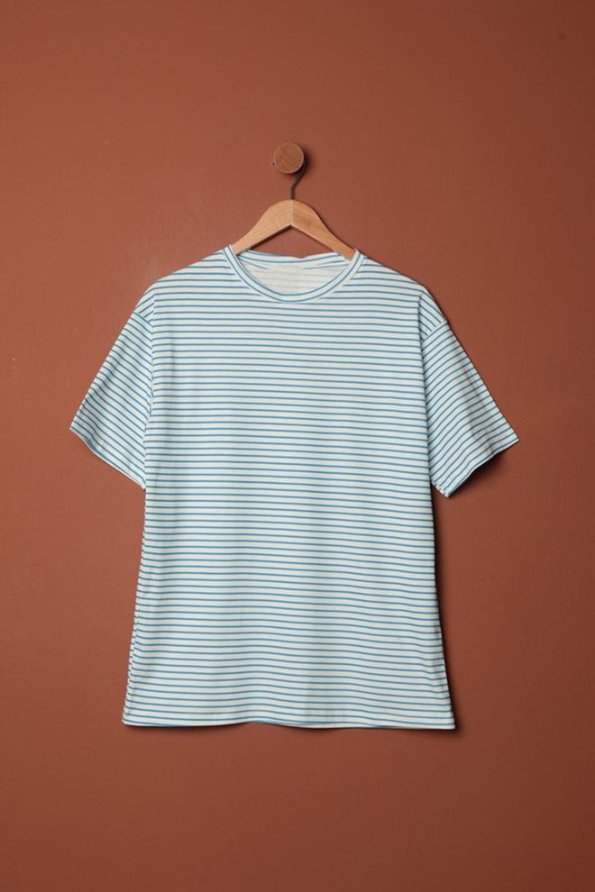 Maxi Modena T shirt A Righe In Tessuto Suprem Blu Abbigliamento all'ingrosso Casuale