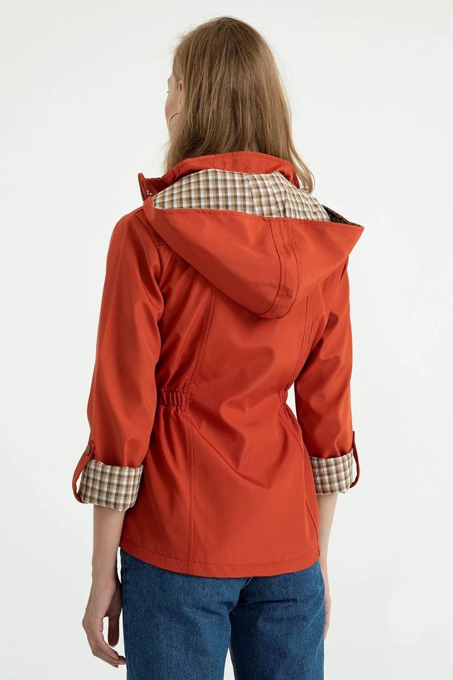 Maxi Modena Orange Raincoat Hooded Anorak With Slant Pocket Wholesale Clothing Spring