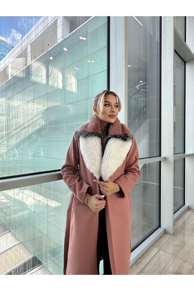 Maxi Modena Elegant Pink Slim Fit Single Breasted Coat Wholesale Clothing 1