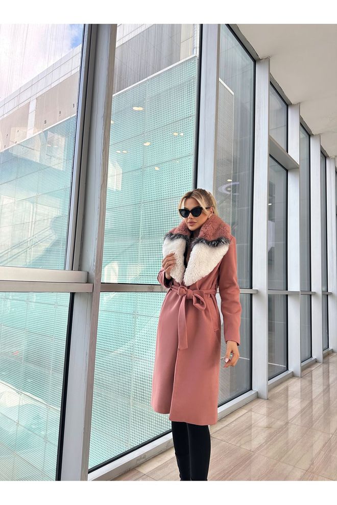 Maxi Modena Elegant Pink Slim Fit Single Breasted Coat Wholesale Clothing 5