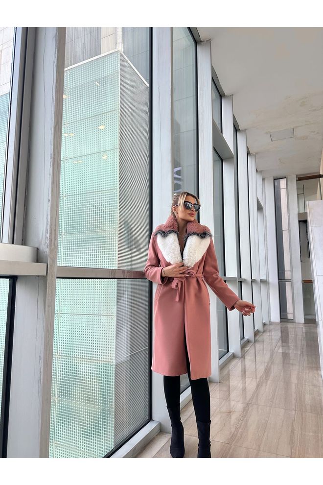 Maxi Modena Elegant Pink Slim Fit Single Breasted Coat Wholesale Clothing Vintage