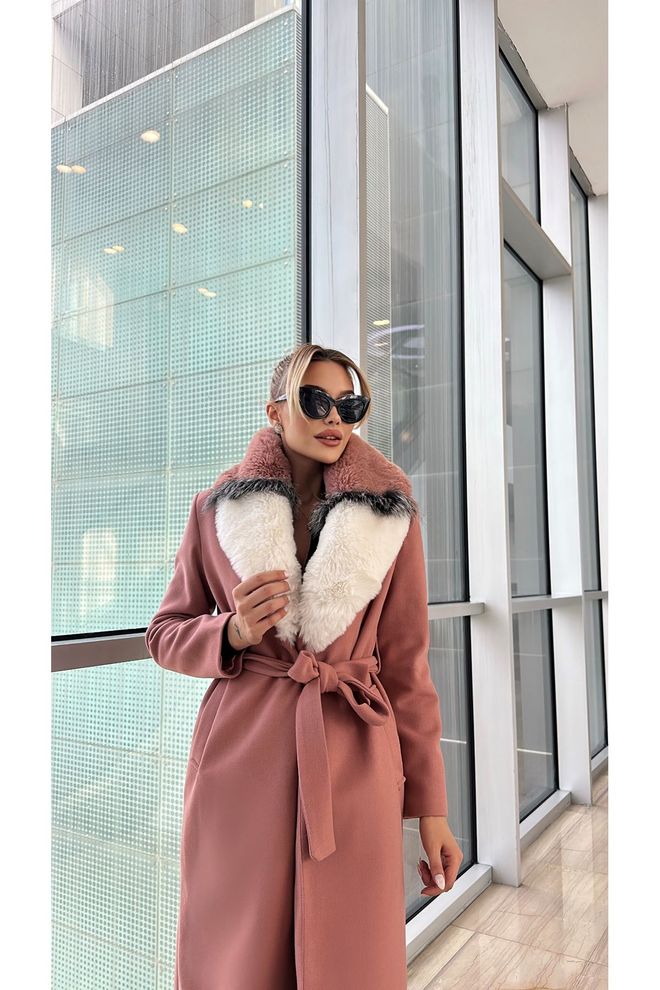 Maxi Modena Elegant Pink Slim Fit Single Breasted Coat Wholesale Clothing Work