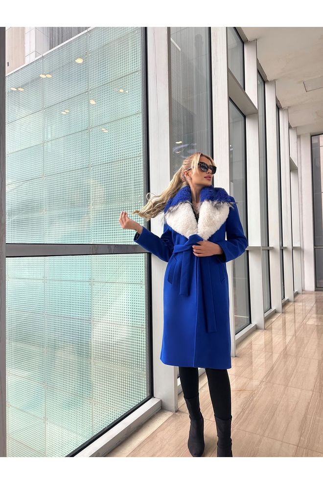 Maxi Modena Blue Elegant Single Breasted Slim Fit Coat Wholesale Clothing Casual