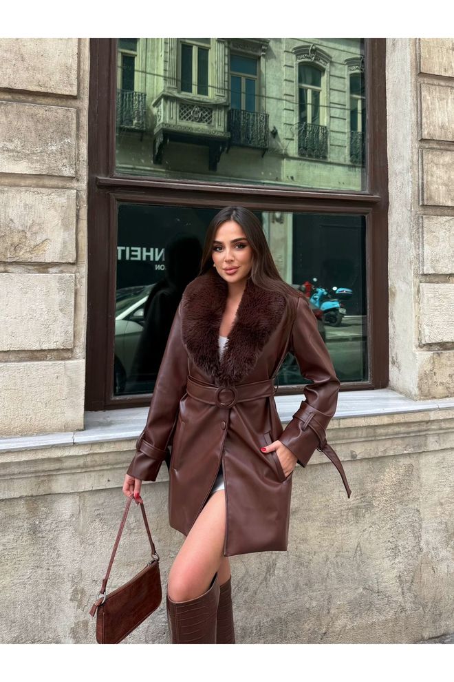 Maxi Modena Μπουφάν Καφέ Κομψό Μπλέιζερ Single Breasted Χονδρικό εμπόριο ενδυμάτων Σοδειά
