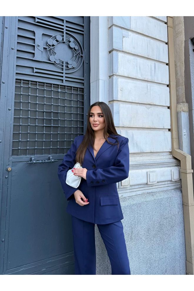 Maxi Modena Marineblauw Formele Elegante Blazer Jurk Groothandel Kleding 1