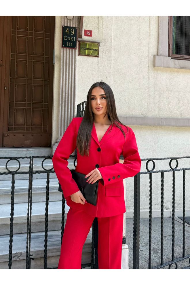 Maxi Modena Crvena Formalna Elegantna Blejzer Haljina Sa Zarezanim Izrezom Veleprodaja odjeće Proljeće