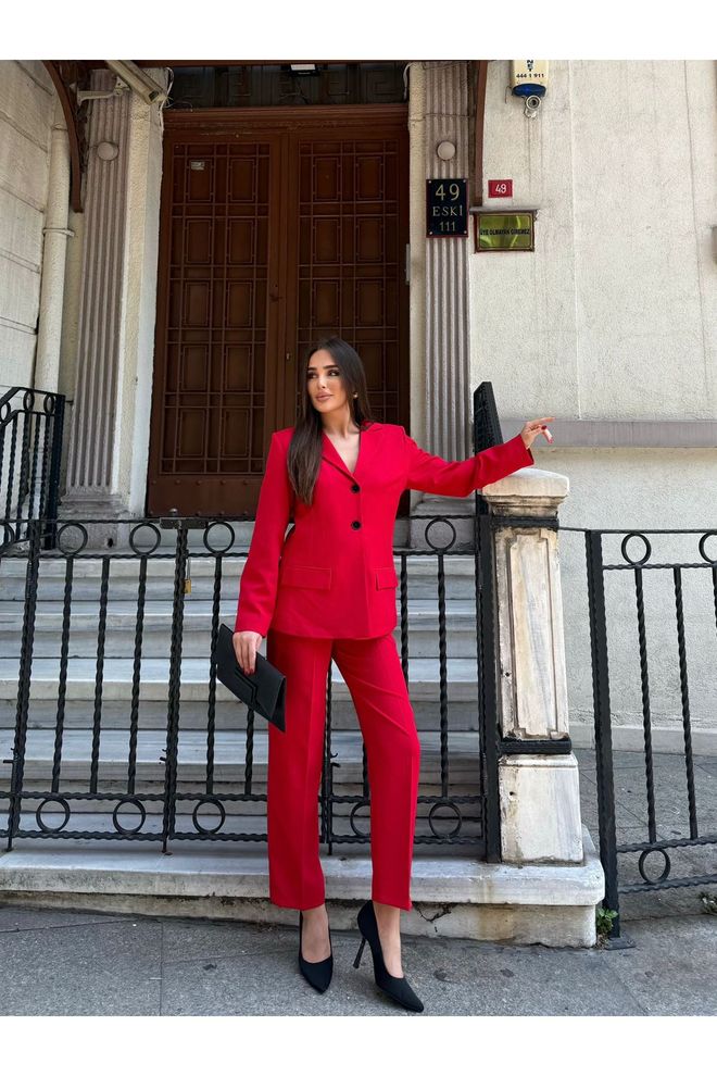 Maxi Modena Crvena Formalna Elegantna Blejzer Haljina Sa Zarezanim Izrezom Veleprodaja odjeće Posao