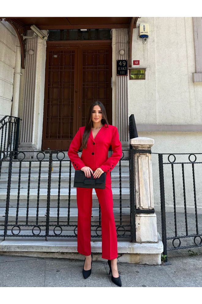 Maxi Modena Crvena Formalna Elegantna Blejzer Haljina Sa Zarezanim Izrezom Veleprodaja odjeće 5