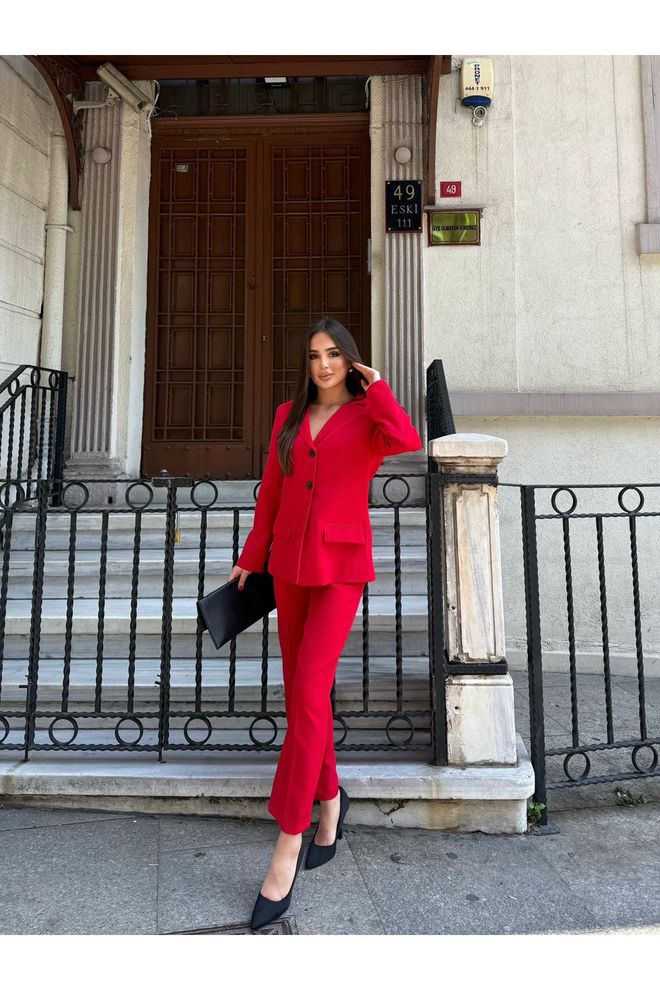 Maxi Modena Crvena Formalna Elegantna Blejzer Haljina Sa Zarezanim Izrezom Veleprodaja odjeće 1