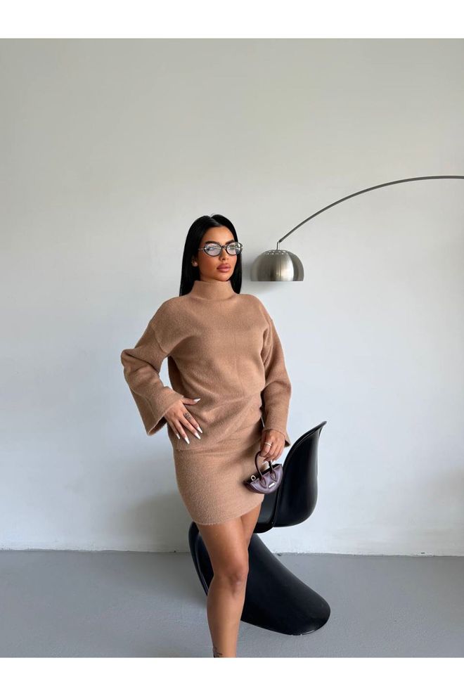Maxi Modena Σετ Καφέ Casual Κομψό Μεγάλο Με Μίνι Φούστα Χονδρικό εμπόριο ενδυμάτων Απλό