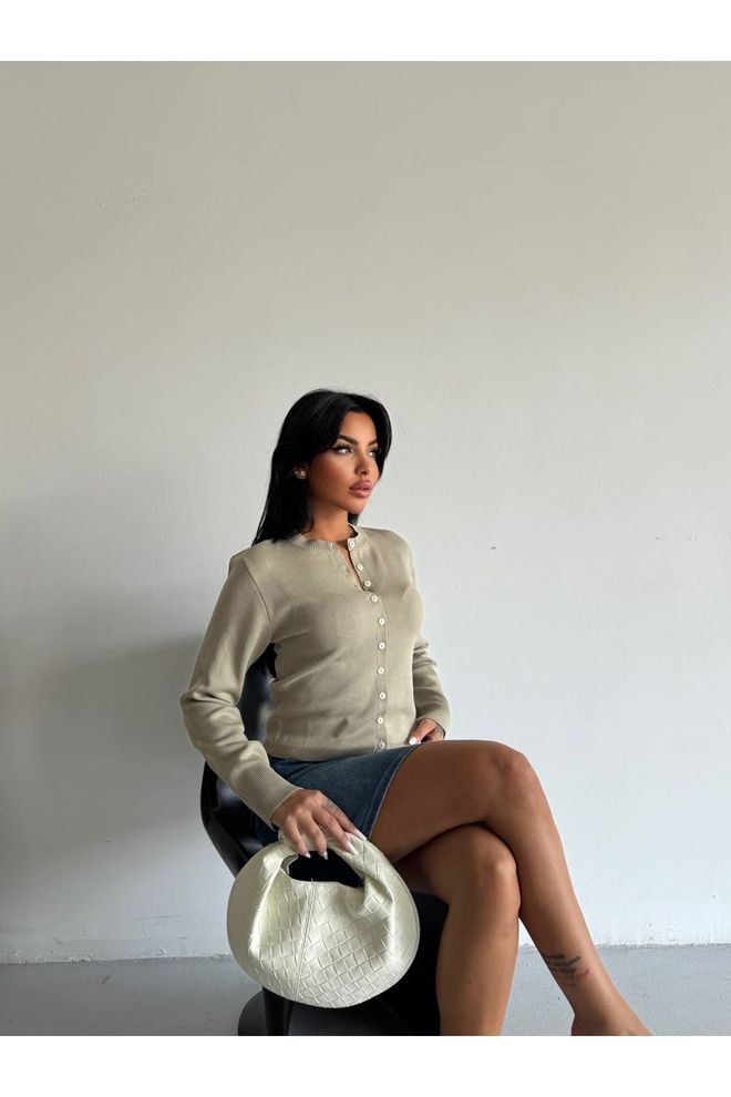 Maxi Modena Cardigan Beige Casual Elegante Preppy Abbigliamento all'ingrosso Casuale