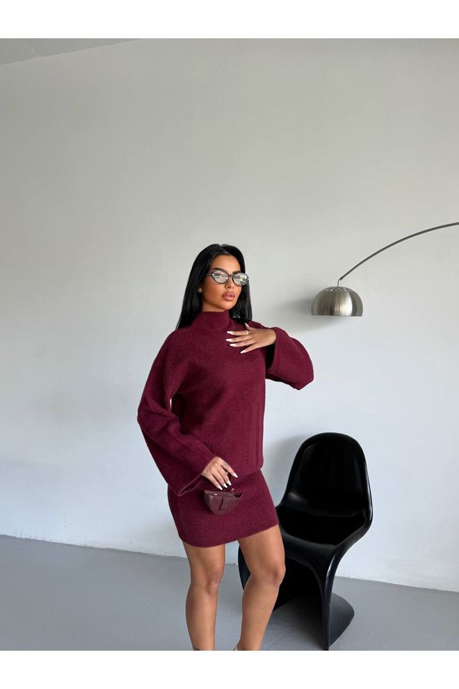 Maxi Modena Σετ Μπορντό Κομψό Casual Μίνι Φούστα Bodycon Χονδρικό εμπόριο ενδυμάτων Casual