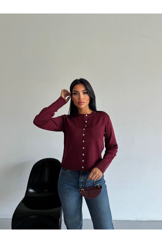 Maxi Modena Ζακέτα Μπορντό Casual Και Κομψή Με Κουμπιά Χονδρικό εμπόριο ενδυμάτων Casual