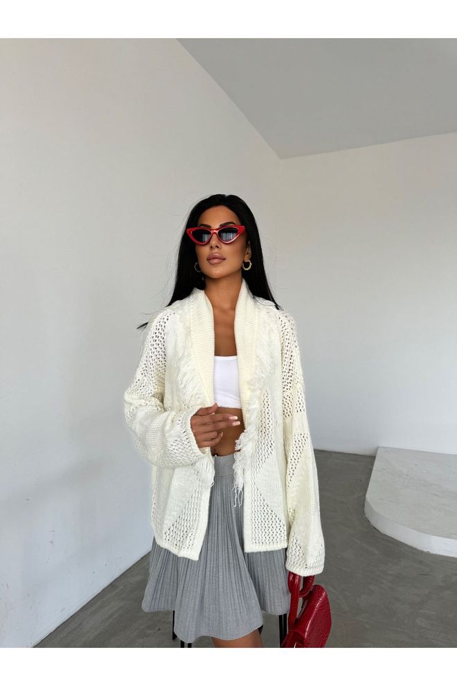 Maxi Modena White Cardigan Oversized Shawl Collar Open Front Wholesale Clothing Streetwear