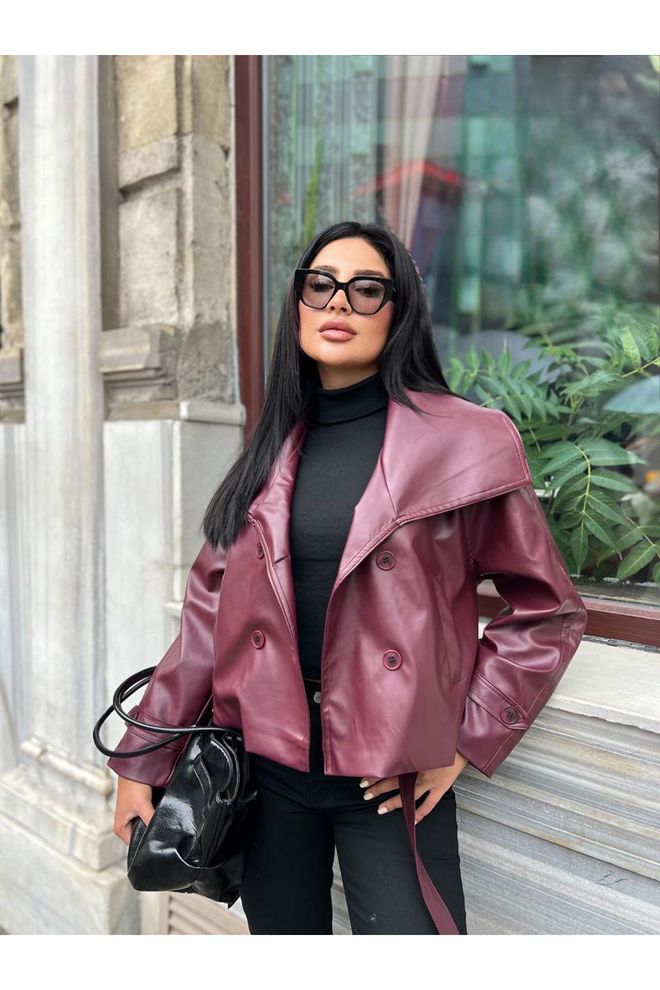 Maxi Modena Bordo Çift Düğmeli Blazer Ceket Toptan Giyim Gündelik
