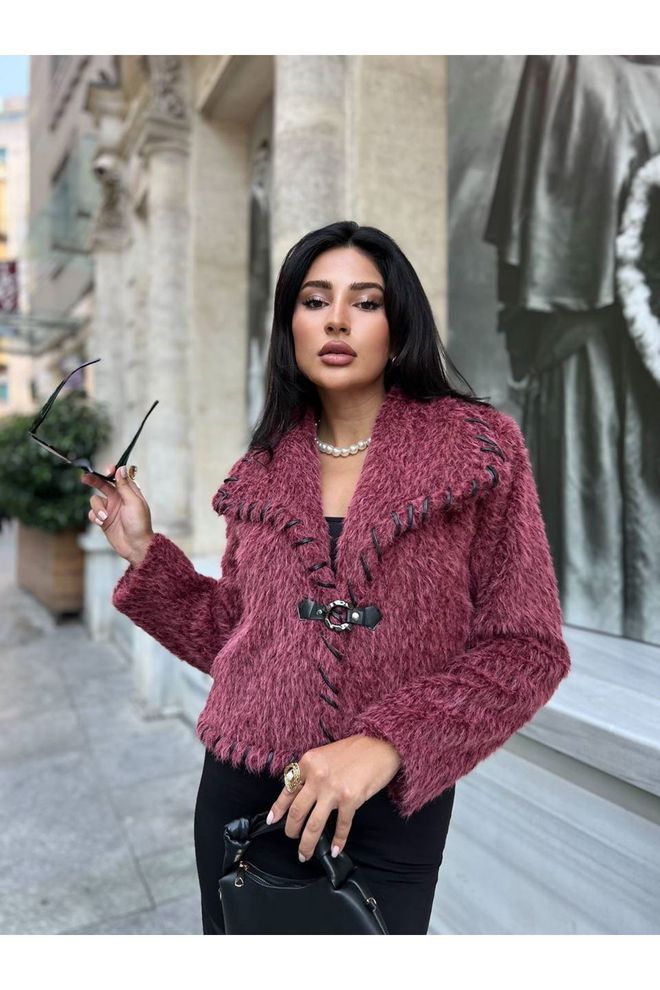 Maxi Modena Bordo Ceket Tek Düğmeli Blazer İle Çentikli Yaka Toptan Giyim Gündelik