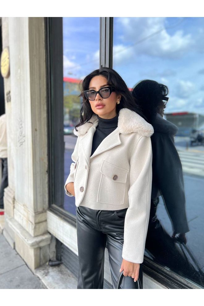 Maxi Modena Beyaz Tek Düğmeli Blazer Ceket Toptan Giyim Gündelik