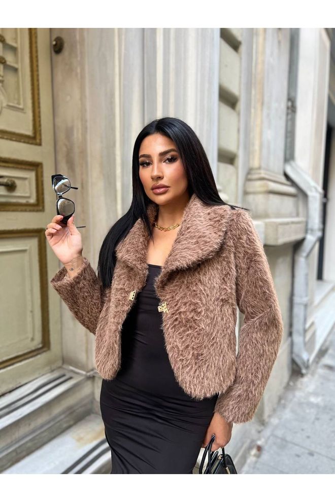 Maxi Modena Kahverengi Çift Düğmeli Blazer Ceket Toptan Giyim Gündelik
