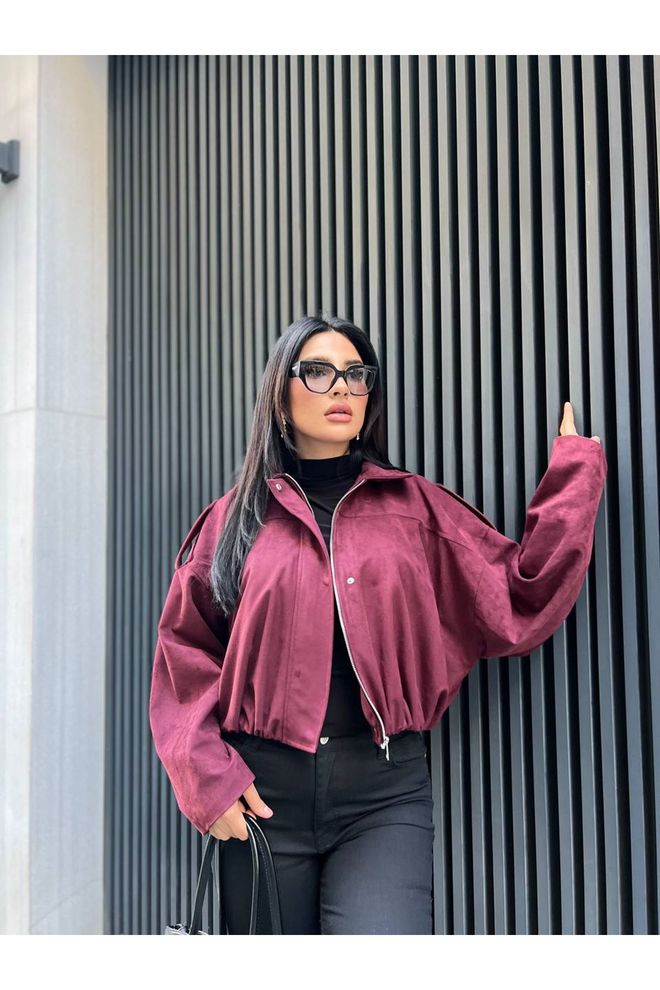 Maxi Modena Bordeauxrood Bomber Jas Groothandel Kleding Casual