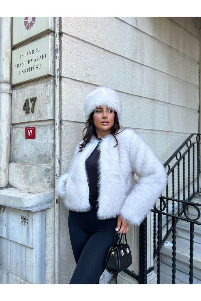 Maxi Modena Beli Glam Eleganten Krznen Plašč Oblačila na debelo Vintage