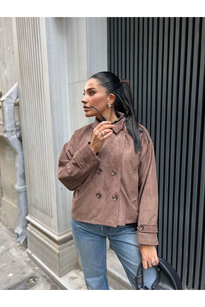 Maxi Modena Brown Double Breasted Blazer Jacket Wholesale Clothing 1