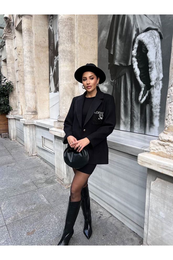 Maxi Modena Μαύρο Κομψό Μπλέιζερ Breasted Μπουφάν Χονδρικό εμπόριο ενδυμάτων Casual