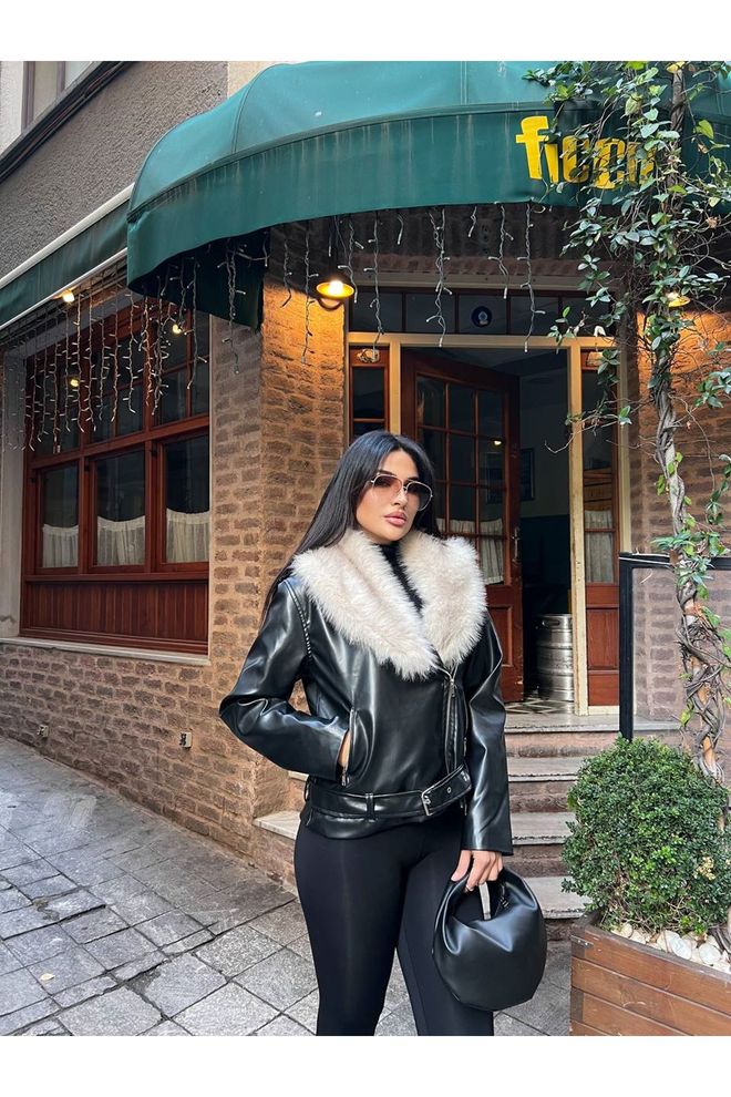 Maxi Modena Μαύρο Bomber Σακάκι Με Γιακά Με Εγκοπή Χονδρικό εμπόριο ενδυμάτων Casual