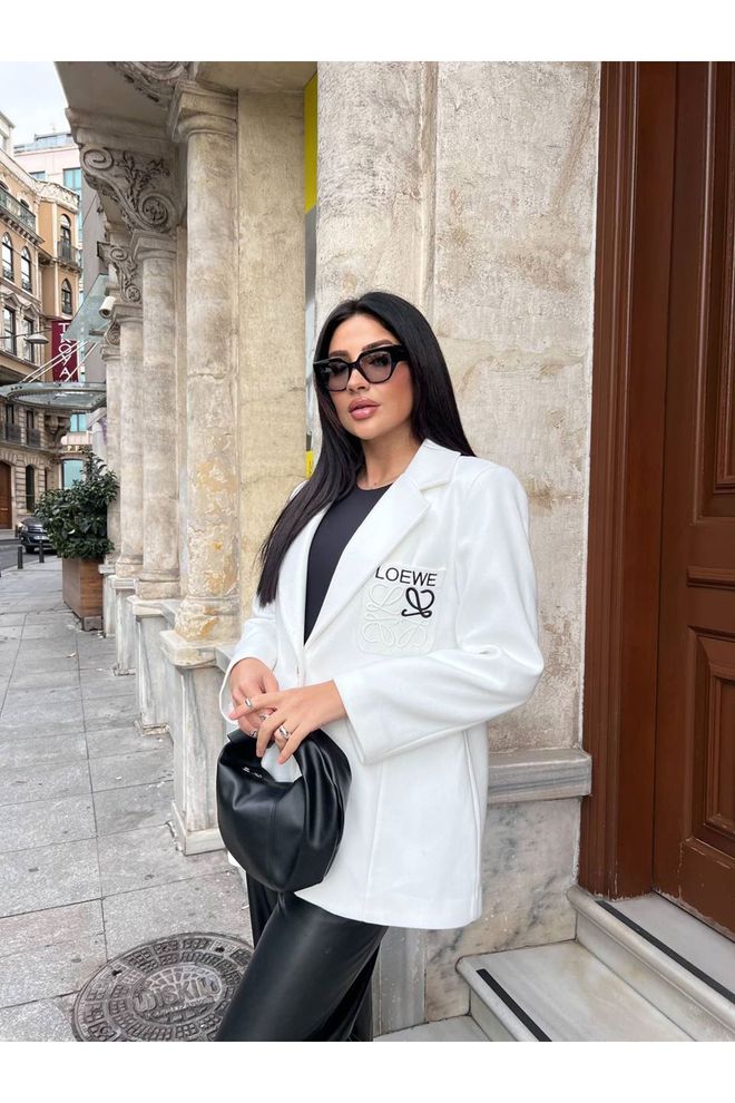 Maxi Modena Ασπρο Μπλέιζερ Breasted Μπουφάν Χονδρικό εμπόριο ενδυμάτων Casual