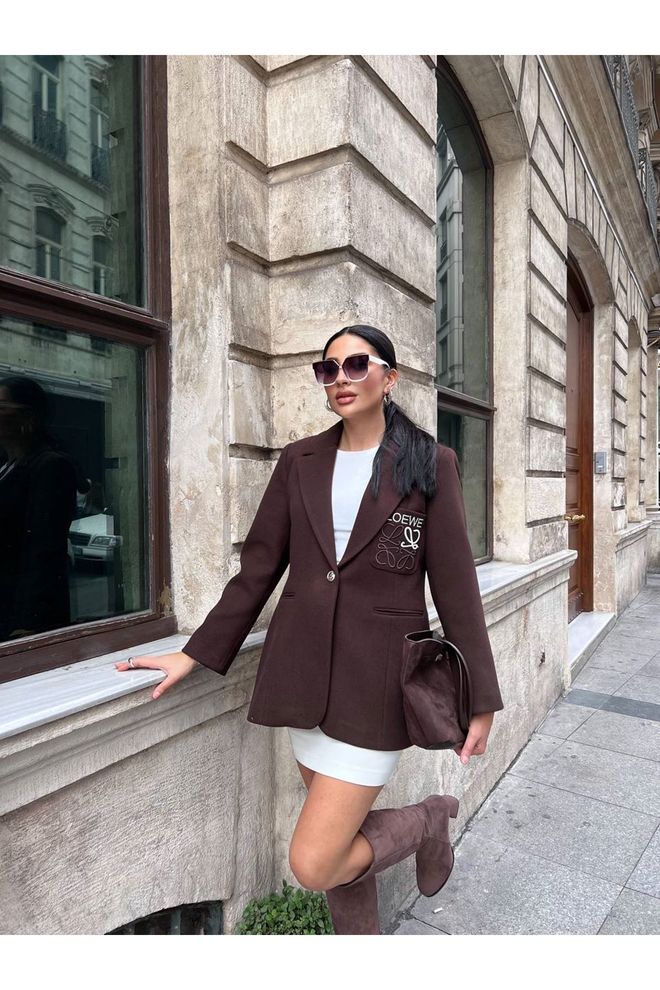 Maxi Modena Καφέ Κομψό Μονόκουμπο Σακάκι Μπουφάν Χονδρικό εμπόριο ενδυμάτων Casual