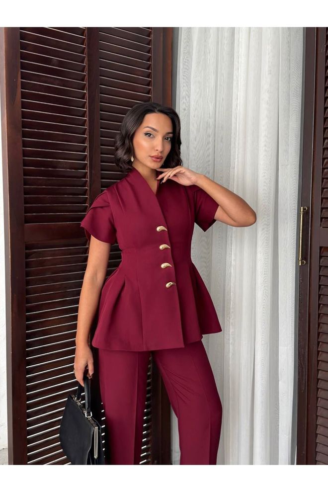 Maxi Modena Set Bordo Zarif Resmi Toptan Giyim Resmi