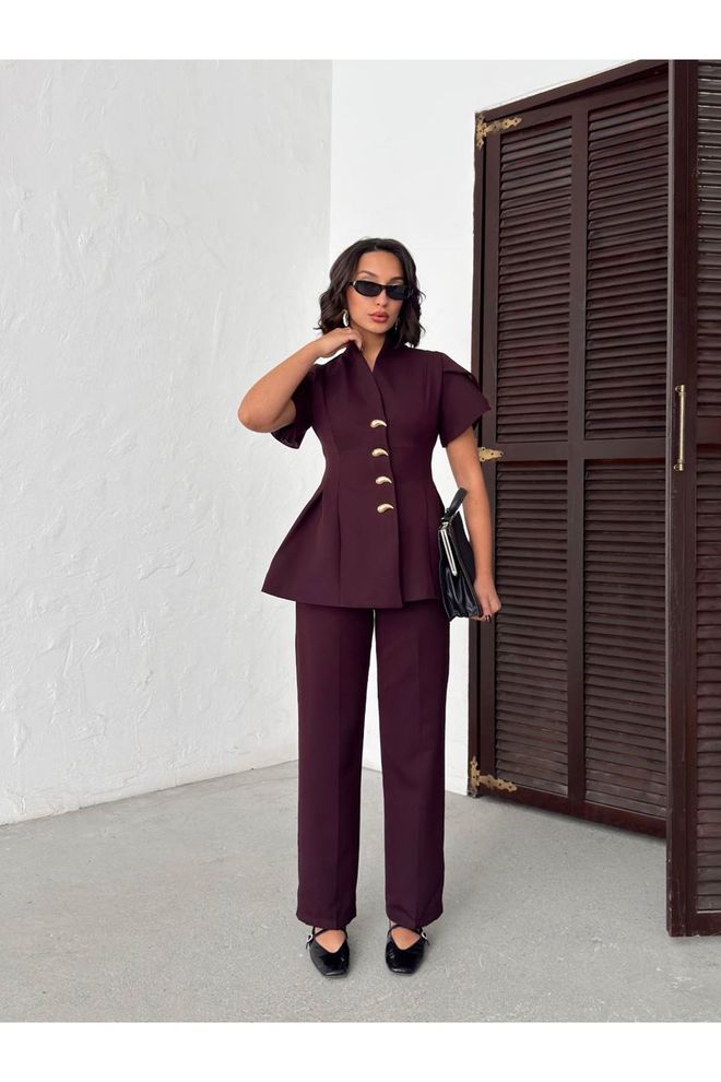 Maxi Modena Takım Bordo Zarif Resmi Toptan Giyim Resmi