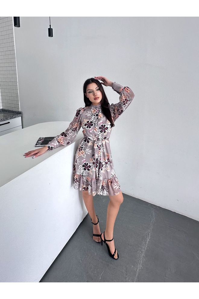 Maxi Modena Платье Из Тюля С Цветочным Узором И Рукавами Из Тюля С Детальным Шифоновым Принтом Многоцветное Оптовая продажа одежды 1