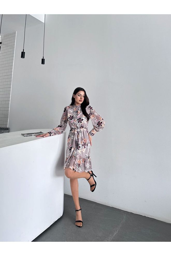 Maxi Modena Платье Из Тюля С Цветочным Узором И Рукавами Из Тюля С Детальным Шифоновым Принтом Многоцветное Оптовая продажа одежды 2